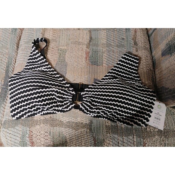 Time and Tru Other - Time And Tru Women's Fashion Swim Top Rich Black & Vivid White 3X (24 W - 26 W)